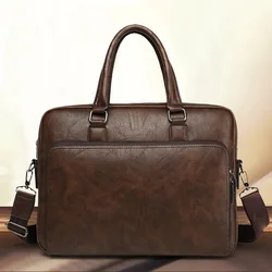 High Quality Men Briefcases Bag For 14 inch Laptop Business Travel Bags Handbags Leather Office Shoulder Bags For Man