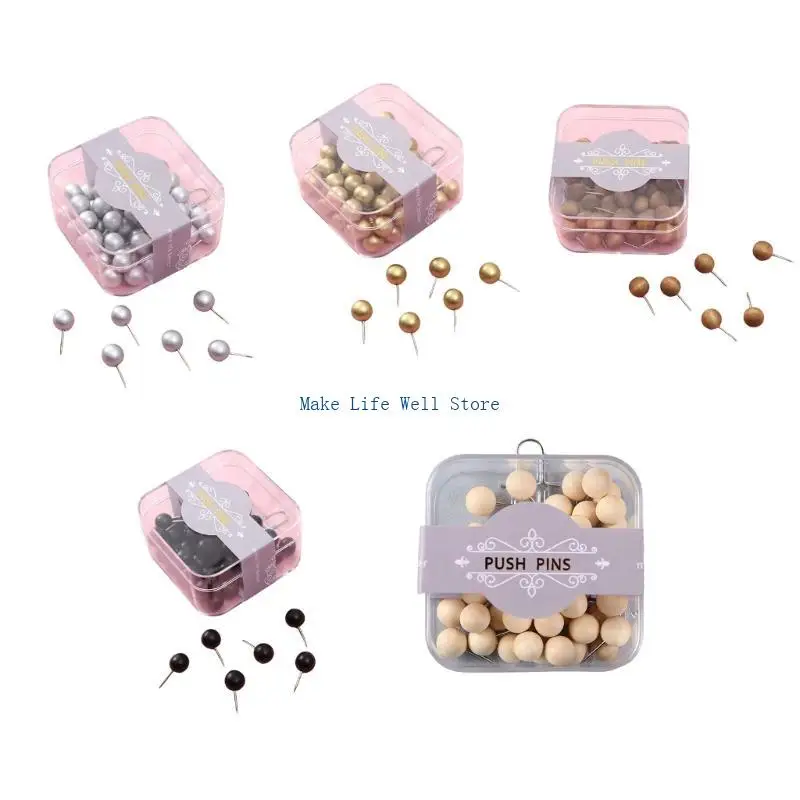 50pcs & Metal Push Pins Cork Board Pins Office Bulletin Board Pins Uprgades for Securely Fixing Paper & Photos