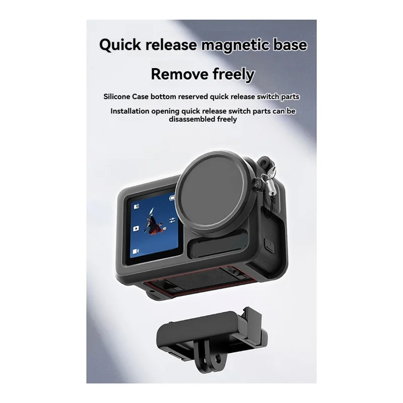 DIGIT-For DJI Action 5 Pro Silicone Case Protective Cover Anti-Fall And Anti-Lost Rope Sports Camera Accessories A