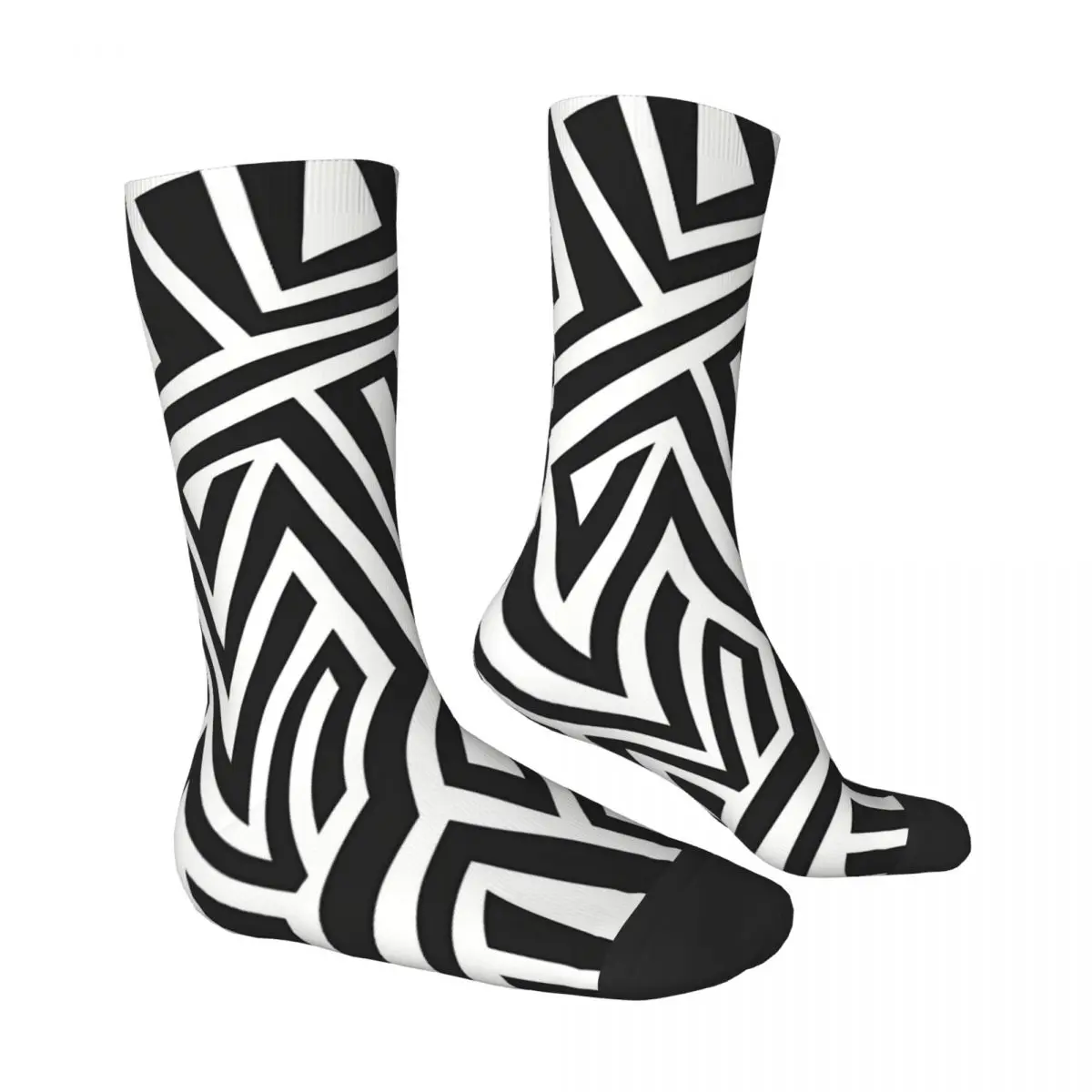 Unique Sense Of Lines Black And White Stripe Socks Male Mens Women Spring Stockings Polyester