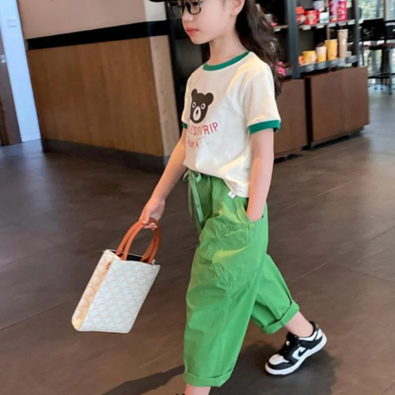 Girls Casual Pants Long Trousers Cotton 2024 Brown Spring Autumn Teenagers Baby's Kids Pants High QualityTeenagers Children's Cl