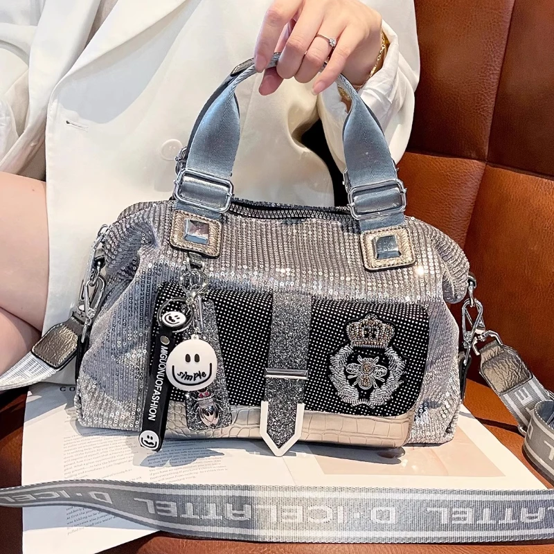 

Женские сумки с блестками, новинка 2023 года, модная повседневная сумка-тоут, сумки через плечо, женская роскошная брендовая сумка