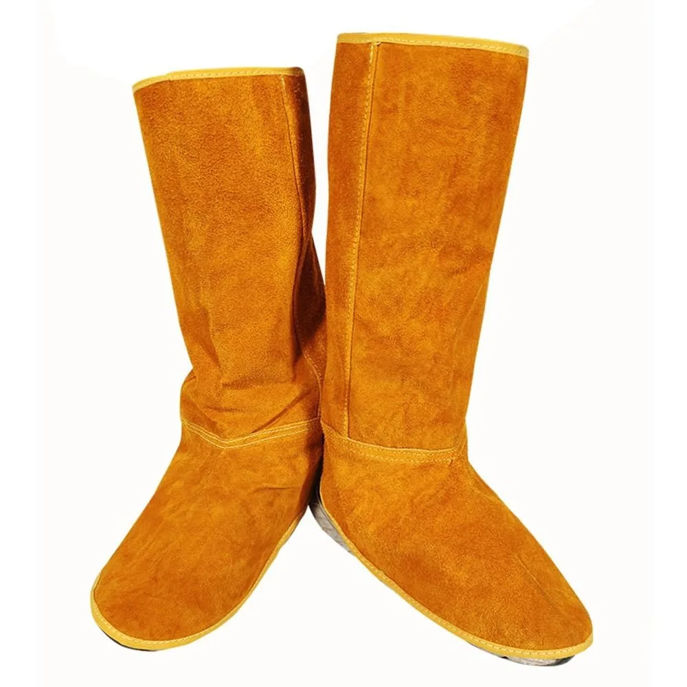 

Thick Flame Resistant Shoes Covers Protective Thermal Insulation Welding Boot Cow Leather Anti Scalding Feet Sleeve Welding