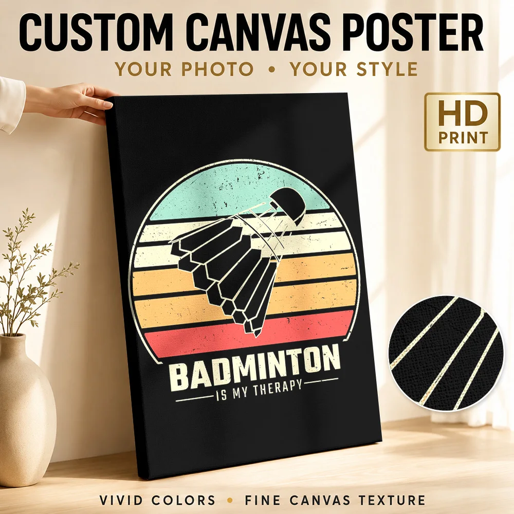 Badminton Framed Canvas Poster Customized Photo Sports Portrait Wall Paintings Decoration for Game Room Man Cave Ready to Hang