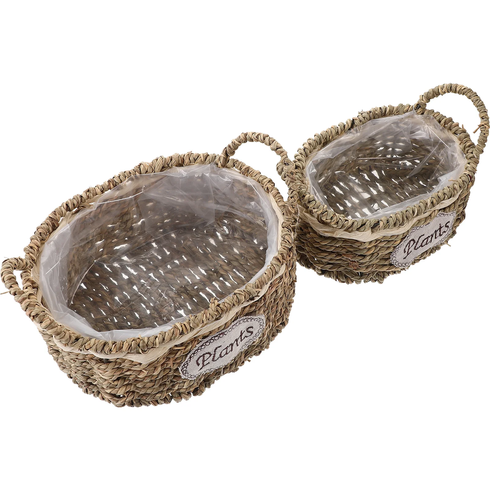 

2Pcs Rustic Woven Flower Basket Lightweight Storage Bin for Home Office Hotel Garden Decorative Planter Container