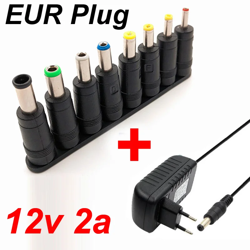 Cable de alimentación Universal de 110V, 220V a 12V, 2a, CC, CA, Conector de carga, adaptador de 2,5, 2,1 MM para enrutador, altavoz y cámara