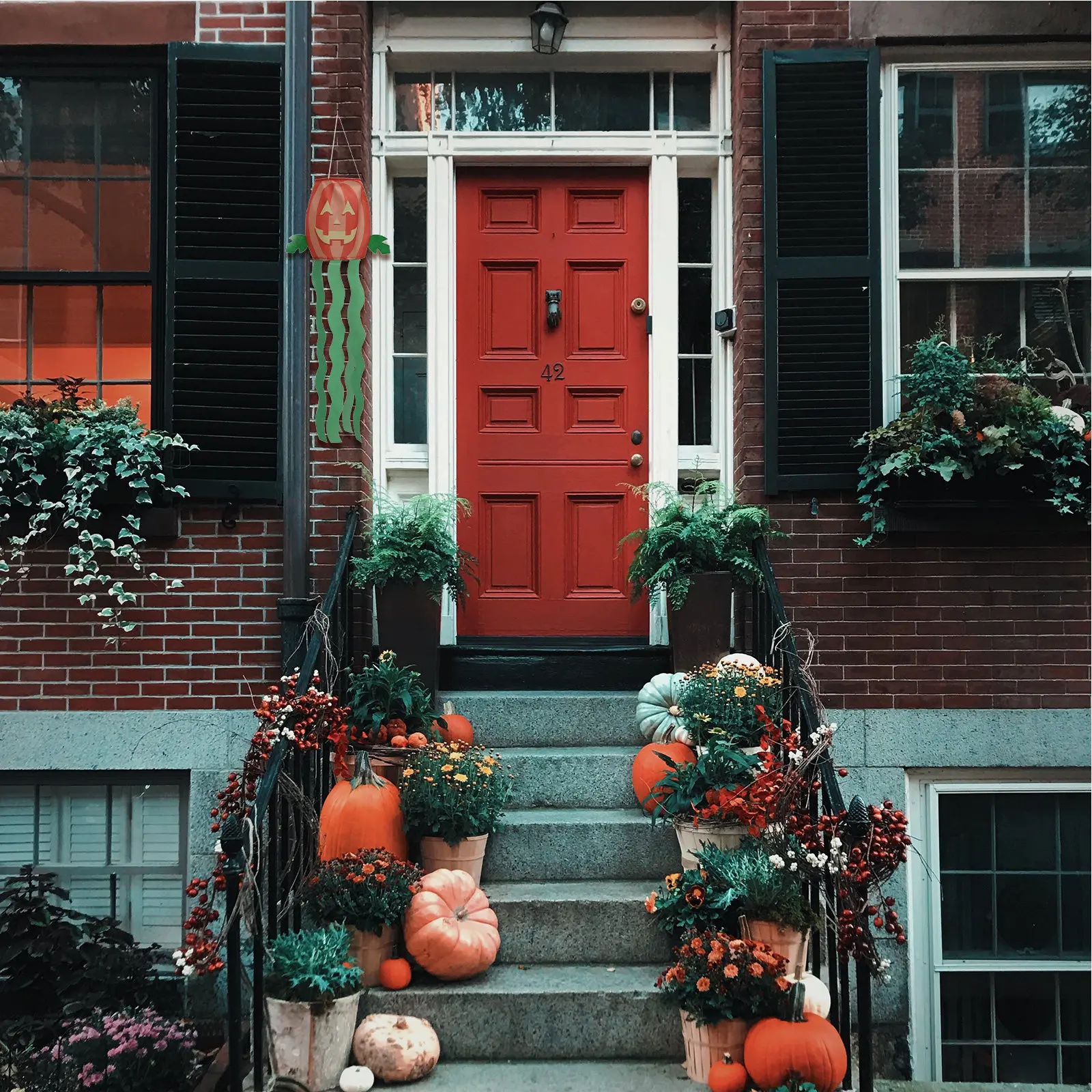 1pc Pumpkin Windsock Flag Light Weight Bright Halloween Decor Outdoor Hanging Wind Direction Flag For Yard Decoration