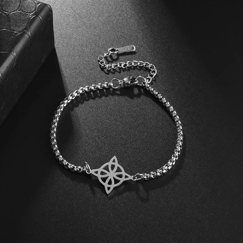 Stainless Steel Charm Witch Knot Bracelet Irish Celtic Knot Bracelet Witchcraft Paranormal Protection Amulet Jewelry