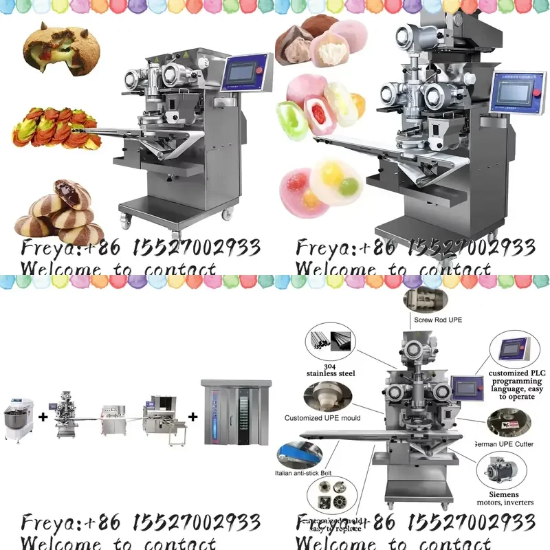 Automatic Biscuit Dessert Encrusting Filling Machine Mochi Ice Cream Making Equipment for Bakery Factory