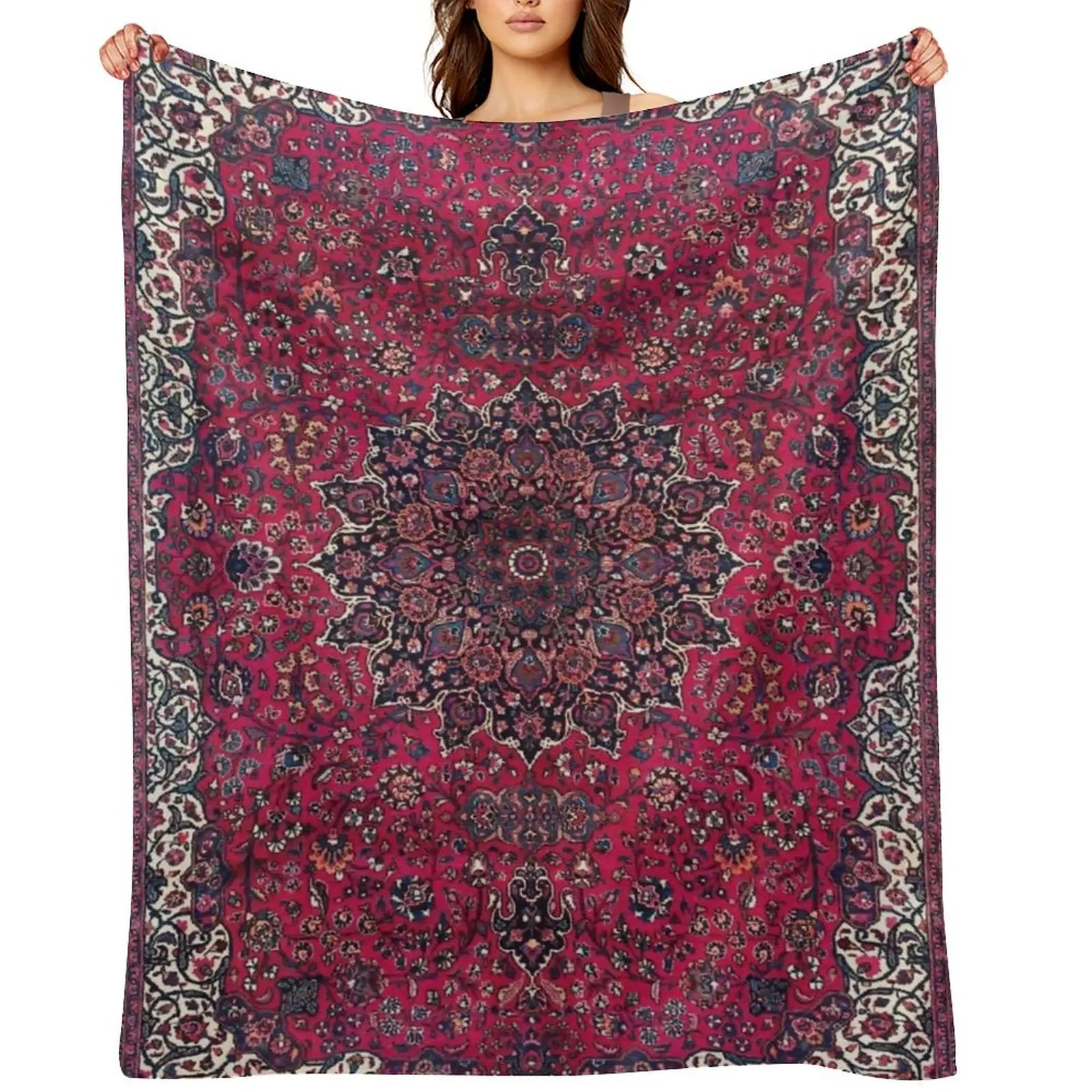 

Saber Meshed Persian Carpet Print Throw Blanket Plaid warm for winter Summer Beddings wednesday Blankets