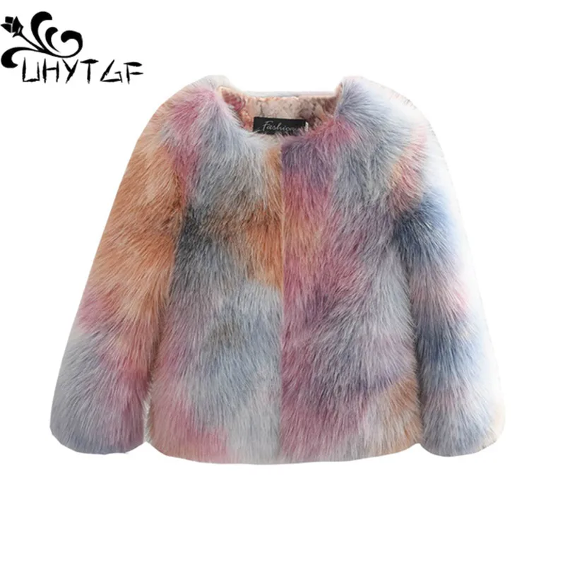 

Kids Girls Faux Fur Jacket Winter Baby Patchwork Fleece Coat O Neck Elegant Toddler Girls Short Fashion Clothes Thick Warm 2822