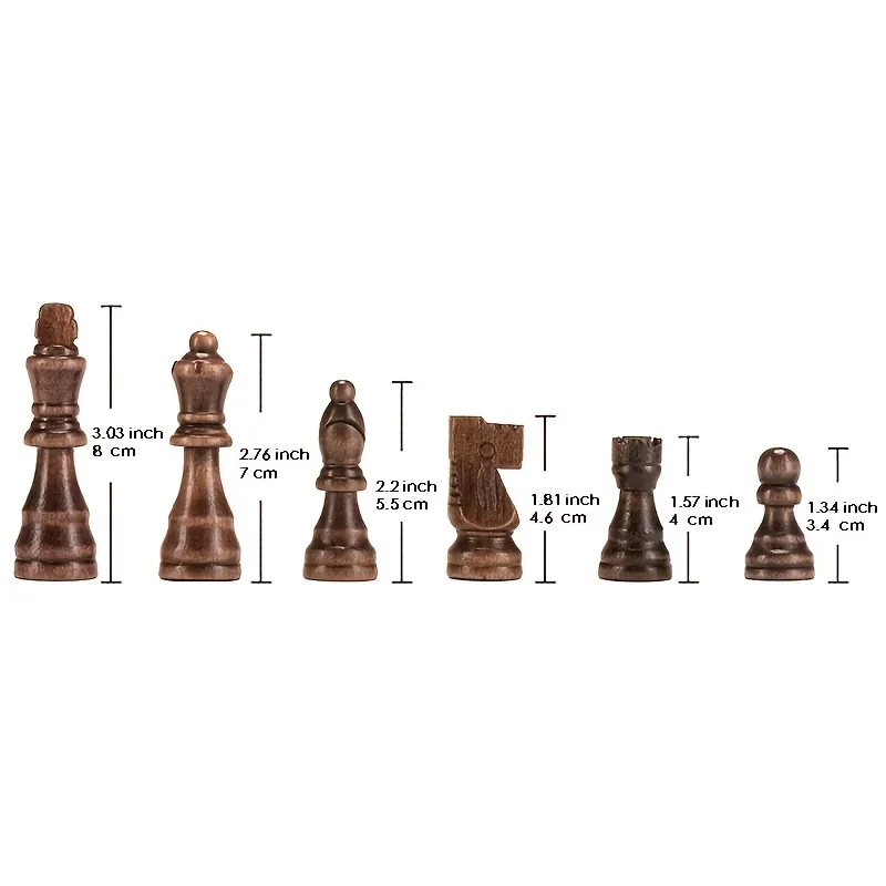 32 Pieses Wooden Chess Standard Tournamen Staunton Wood Chessmen 8cm King Height,Chess Pieces Only No Board