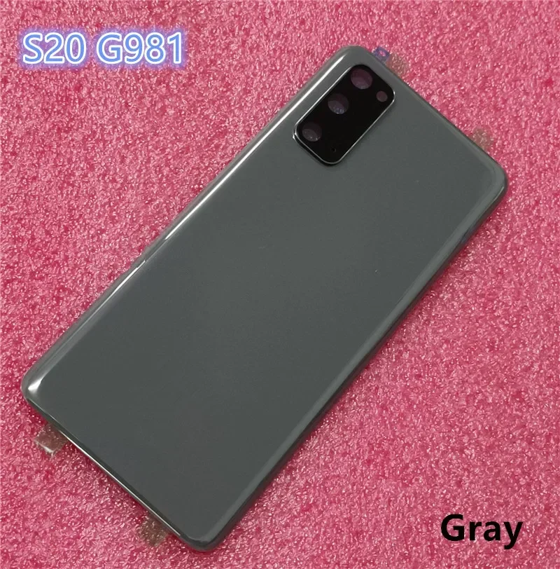 S20 الإسكان لسامسونج غالاكسي S20 G981 G980 6.2 "زجاج البطارية الغطاء الخلفي إصلاح استبدال الباب الخلفي + عدسة الكاميرا