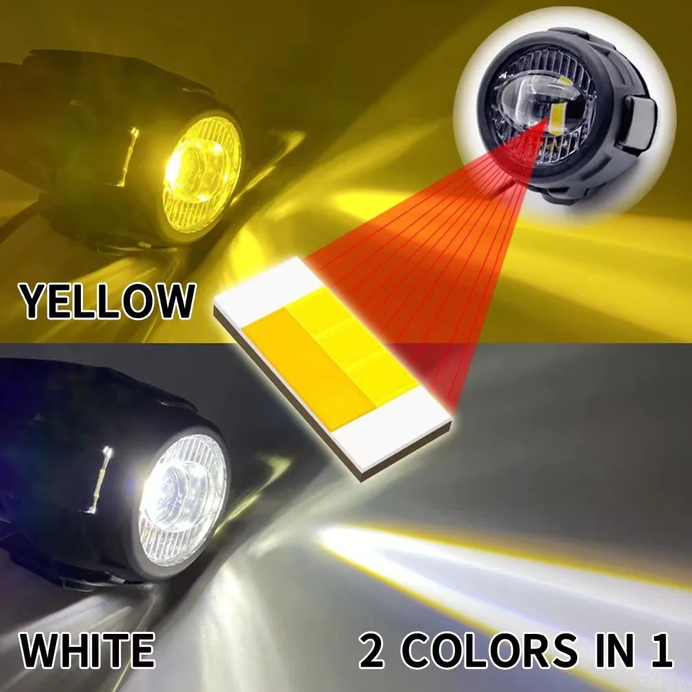 Universal Motorcycle LED Auxiliary Lights Spot Driving Fog Light With Two Color Fit for BMW Waterbird