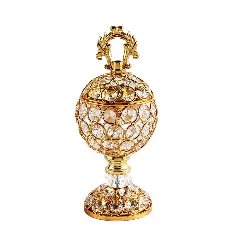 2 Pcs Hot Selling Golden Hollow Metal Incense burner for Decoration