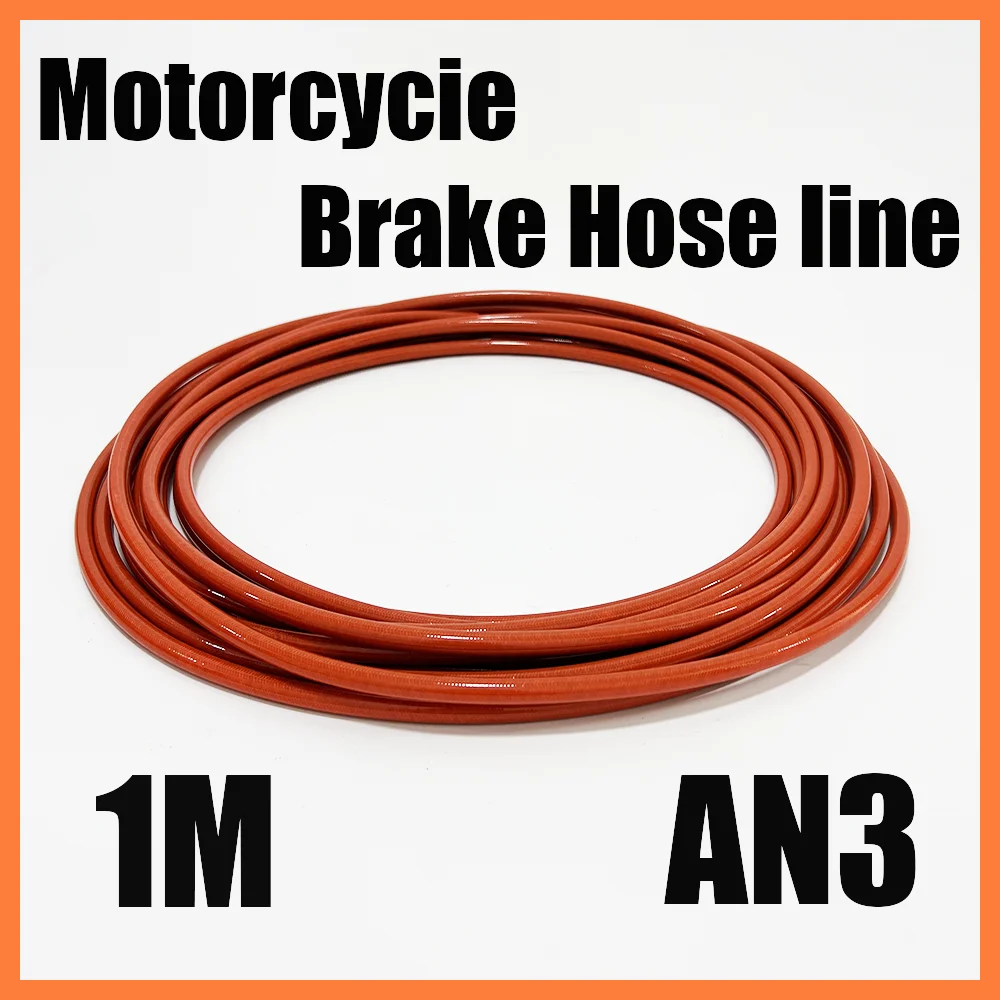 

1M Motorcycle Braided Stainless Steel Brake Line Hose Fluid Hydraulic Hose Brake Line Gas Oil Fuel Tube Pipe Internal nylon AN3