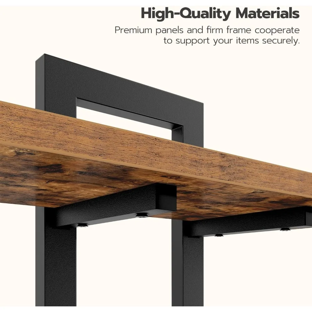 Set di 2 ripiani da parete galleggianti da 15 pollici, portaoggetti a doppio strato per soggiorno, camera da letto, bagno, marrone rustico e nero