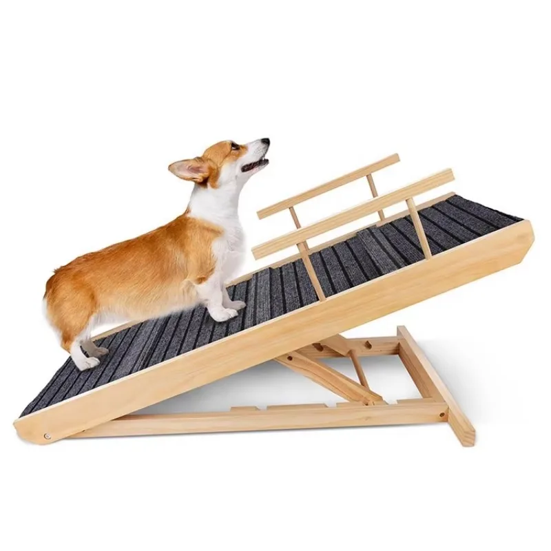 

High quality wooden pet steps dog stairs adjustable folding ladder