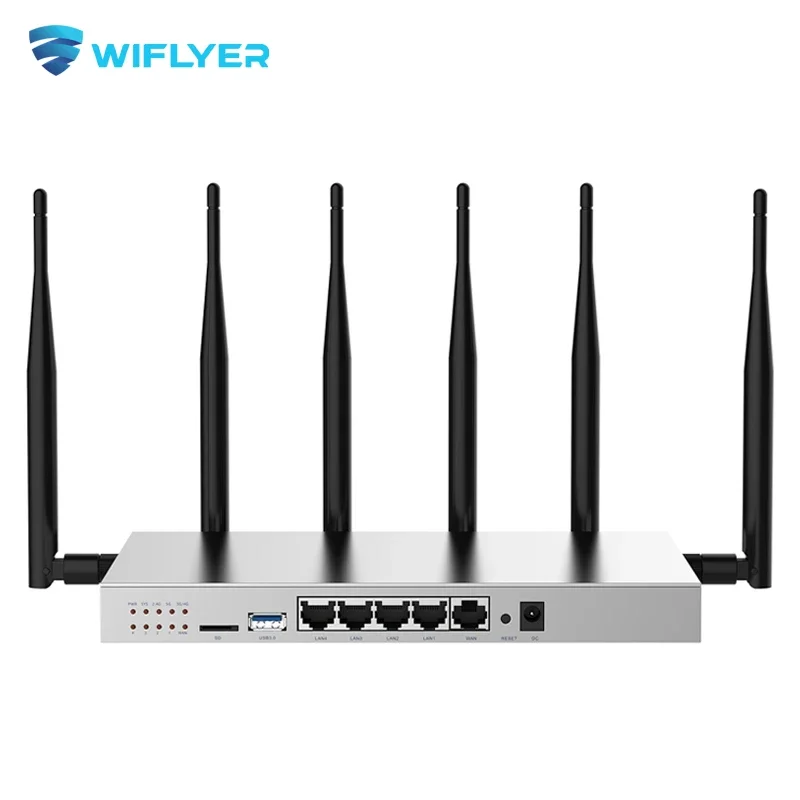 Wiflyer 4G LTE WiFi Router SIM Modem 4*Gigabit LAN WAN Dual Bands 2.4ghz 5Ghz SATA Port 5dBi Detachable Antenna for 64 Device