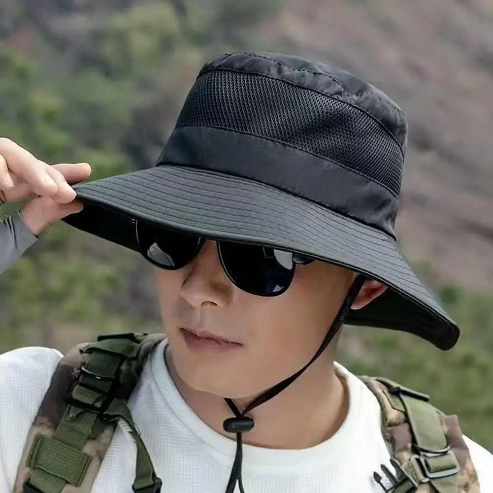 Sun Protection Hat Breathable Mesh Hiking Hat Men’s Sun Hats with Uv Protection Wide Brim Bucket Hat Breathable for Outdoor