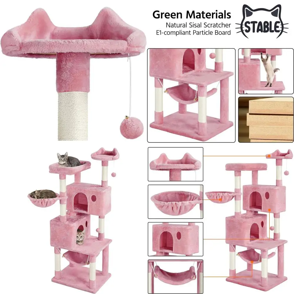 

Многоуровневая большая лежанка-башня для кошек с домиками, платформами, гамаком, когтеточками и плюшевым домиком