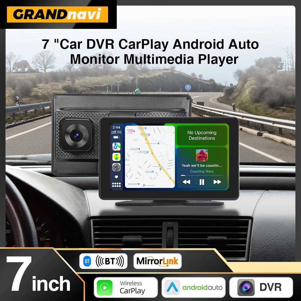 

Universal 7‘’ 4K DVR Monitor Car Radio Wireless Carplay Android Auto Multimedia Video Player Smart Screen For Ford KIA VW Nissan