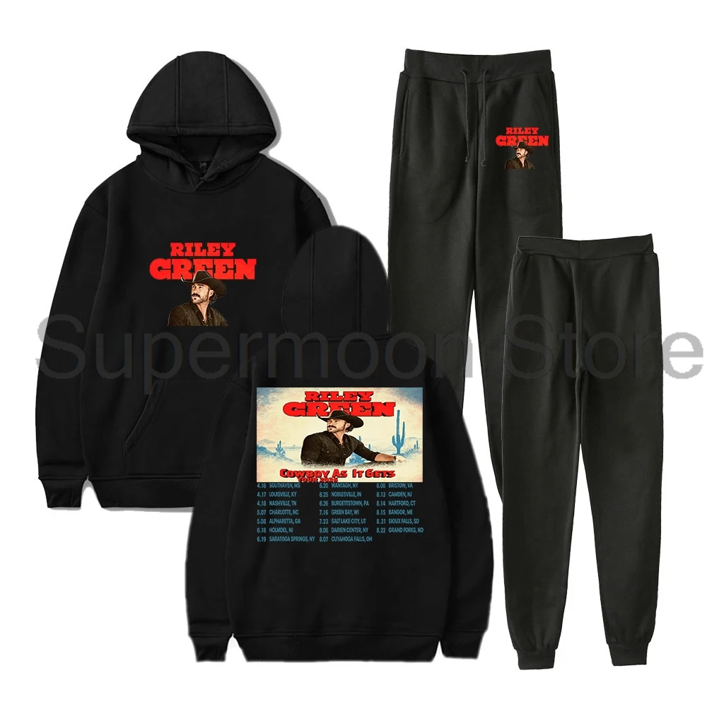 Riley Green Cowboy As It Gets Tour 2026 Hoodie Jogger Pants Two Piece Set Sweatshirts+Sweatpants Women Men Outfit Sets