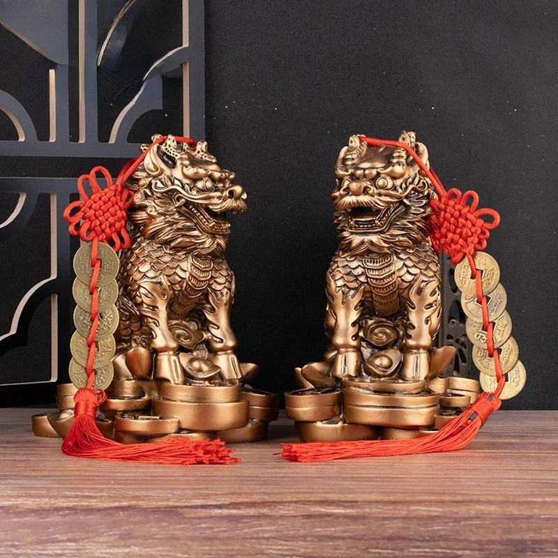 Money Kirin Ornament Resin craft gift Home decor accessories Feng Shui Town home decor  gift 1pcs Wealth acquisition ornaments
