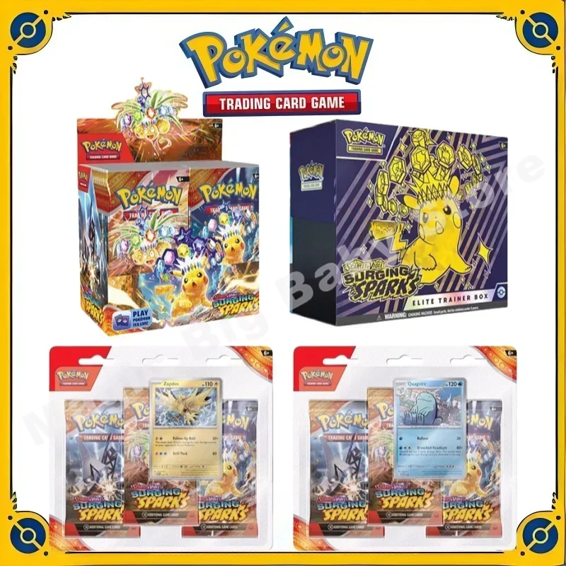 Original Genuine Pokemon PTCG Cards US Version English SV8 Booster Pack Surging Sparks Original Box ETB Trainer Box Child Gift