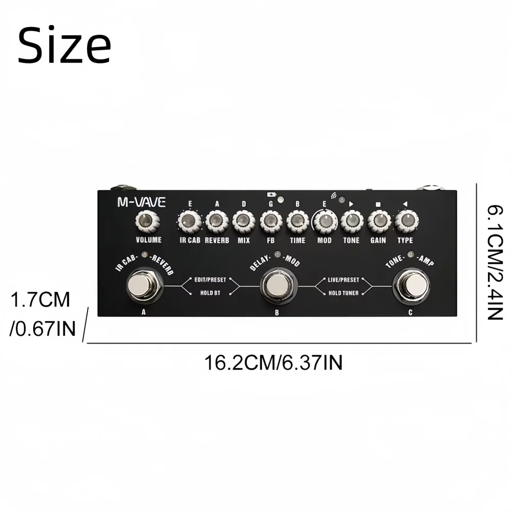 M-VAVE Cube BABY/AC Bass Guitar Effect Pedal 8 IR Cabinets 24H Battery DAW Remote Control for Electric Bass Guitar Practice