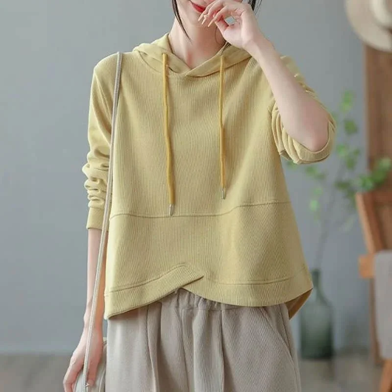 

Pop Hoodies Women Harajuku Retro Oversized Hooded T-shirts Casual Aesthetic Korean Style Long Sleeve Streetwear Women Clothes Tr