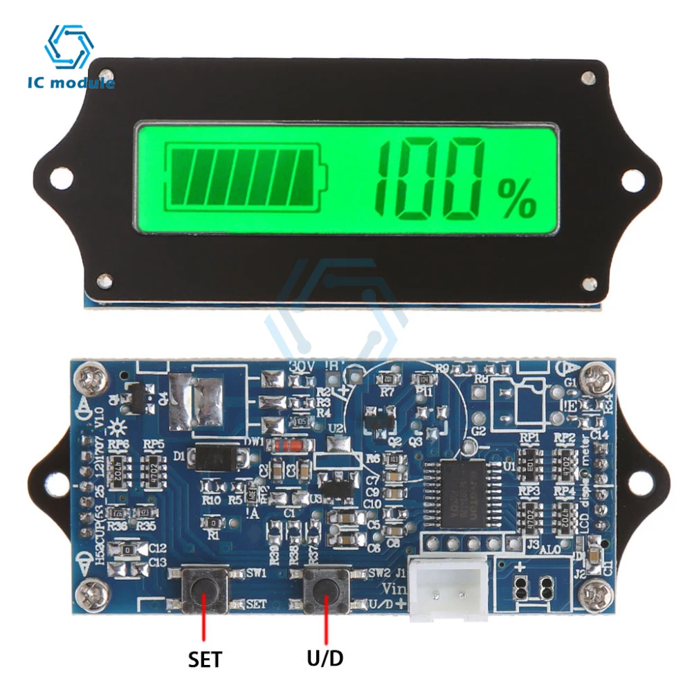 12/24/36/48V LY6W Lead Acid Battery Capacity Indicator Blue LCD Digit Display Meter Lithium Battery Power Level Detector Tester