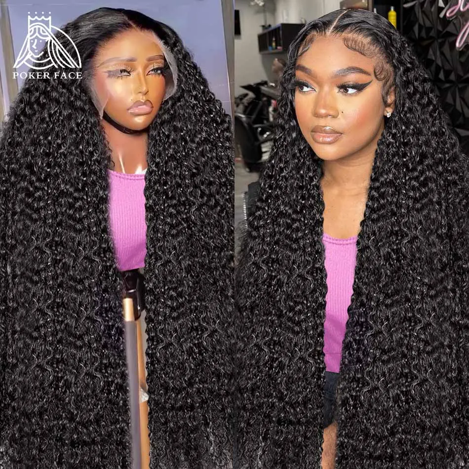 250 Density Curly 30 40 Inch 13x4 HD Transparent Lace Front Human Hair Wigs Brazilian Deep Wave 5x5 Glueless Lace Frontal Wig