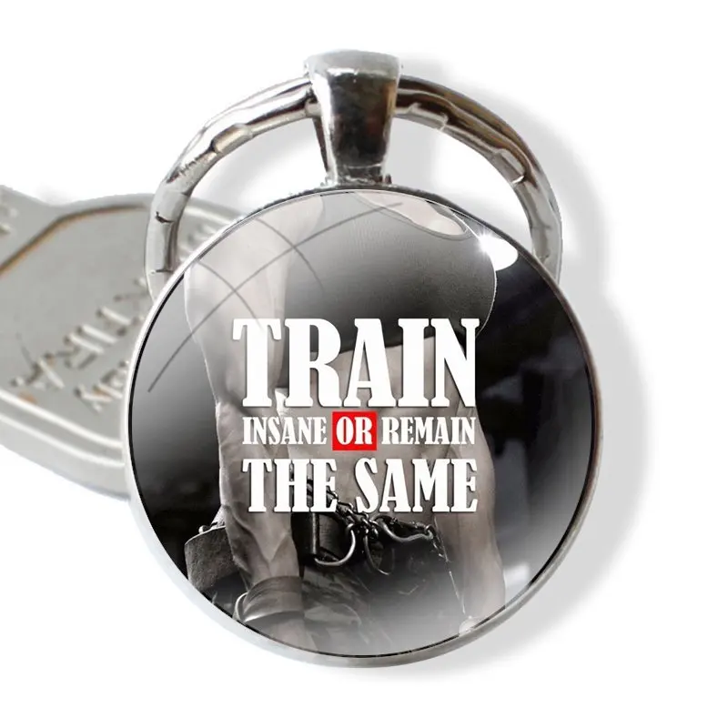 Keychain Handmade Glass Cabochon Key Ring Holder Pendant Key Chains Bodybuilding Men Girl Fitness Gym