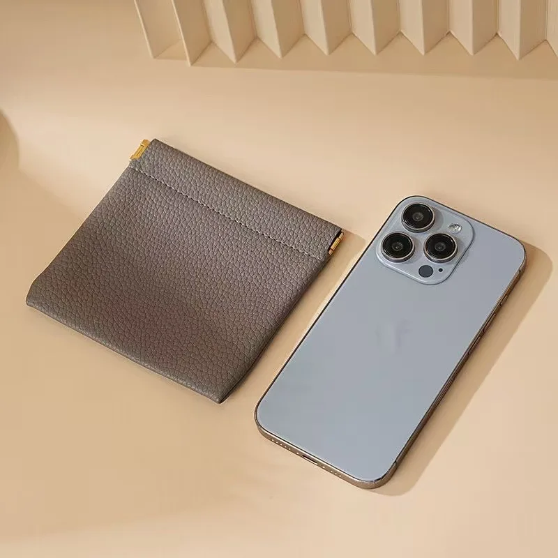 Self-Closing Artificial Leather Long Wallet Passport Driver's License ID Holder Headphone Data Cable Storage Cash Pouch