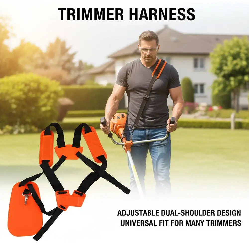 1/2Pcs Orange Double Shoulder Nylon Lawn Mower Brushcutter Carrier Lightweight/Comfortable Trimmer Carrier Durable Gardening Aid