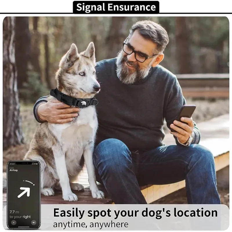Tactical Dog Collar – Nylon Anti-Lost Training Strap Heavy-Duty Buckle Reflective Handle Apple Tracker Holder for Large Dogs view 3