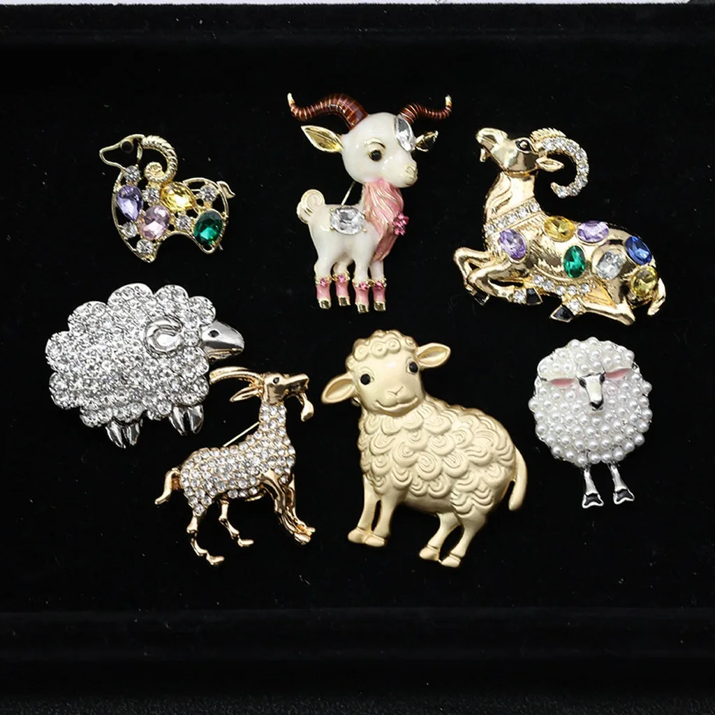 Rhinestone Goat Pin Three Dimensional Alloy Goat Brooch Zodiac Goat Brooch Lightweight Animal Lapel Brooch For Scarf Coat