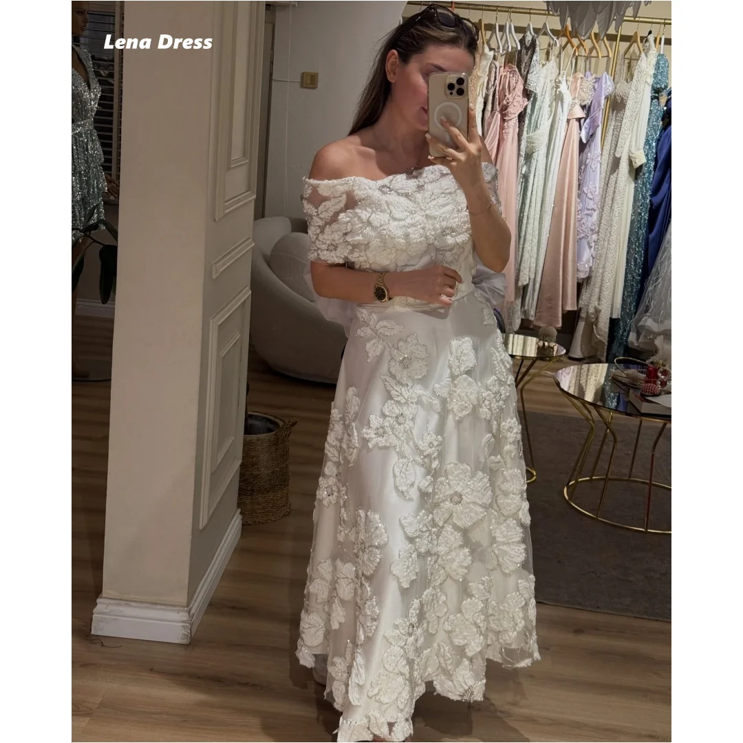 

Lena Prom Dresses 2025 Luxury Woman Ceremony Dresses for Special Occasions Custom Made Short Sleeves Elegant Dress Line A Party
