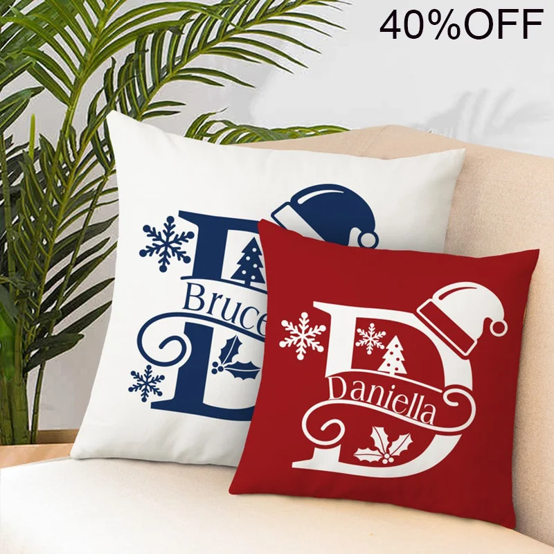 

Personalized Christmas Throw Pillow Custom Monogram Pillow Case Festive Christmas Pillowcases Ideal Christmas Gift for Family