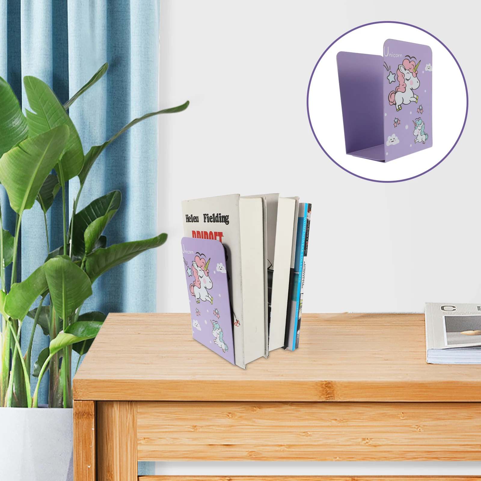 

1 Pair Wear-Resistant Iron Bookend Cartoon Desktop Household Organizer For Study Room Decoration Storage Adorable