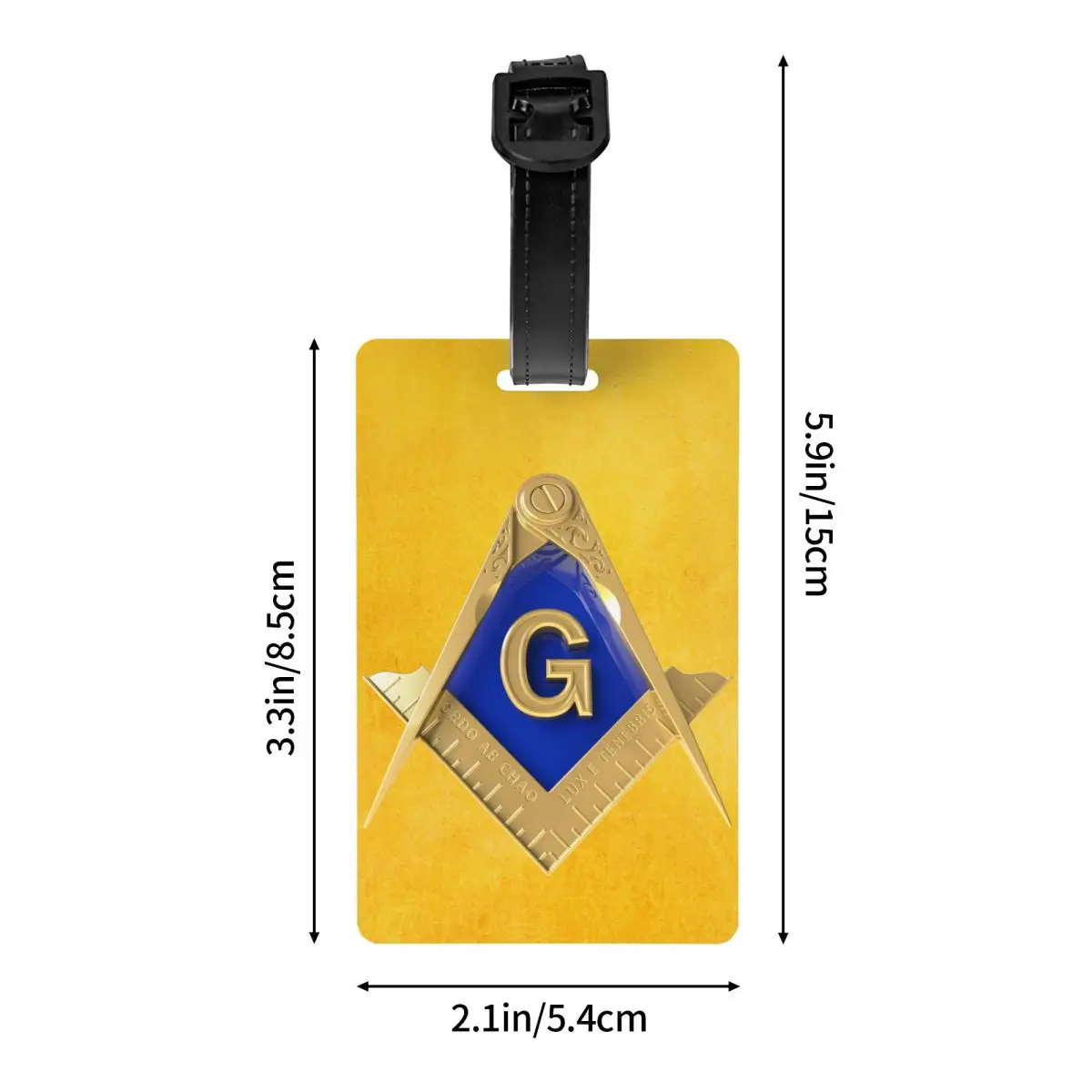 Freemason กระเป๋าเดินทางป้ายกระเป๋าสี่เหลี่ยมสีทองฉลาก ID