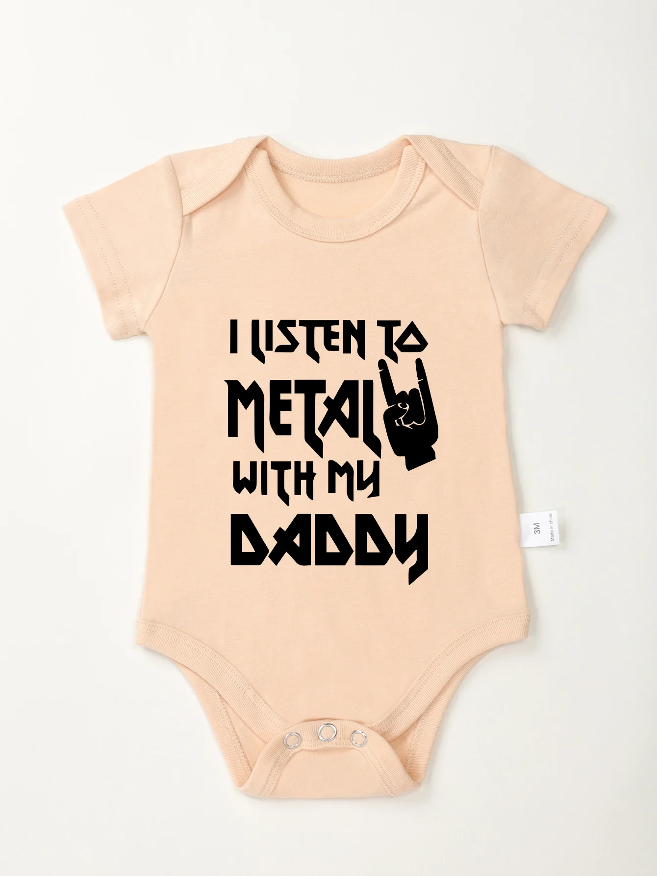 I Listen To Metal with My Daddy Print 0-24M Jumpsuit Baby Boy Girl Clothes Cool Toddler Romper Infant Newborn Bodysuit New Style