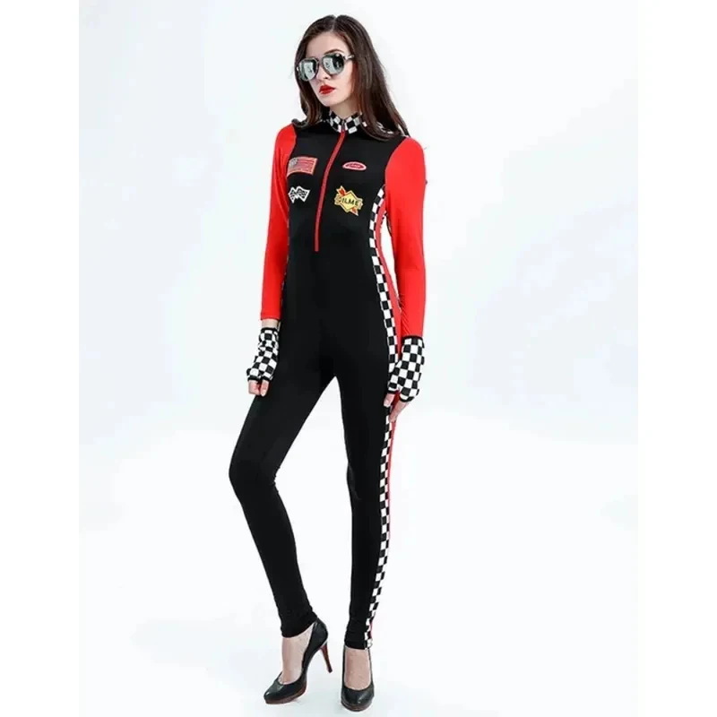 

❤2026★ Women Sexy Miss Moto Jumpsuit Halloween Race Car Driver Costume Racing Girl Car Game Long Sleeves Racer Babe Uniforms❤