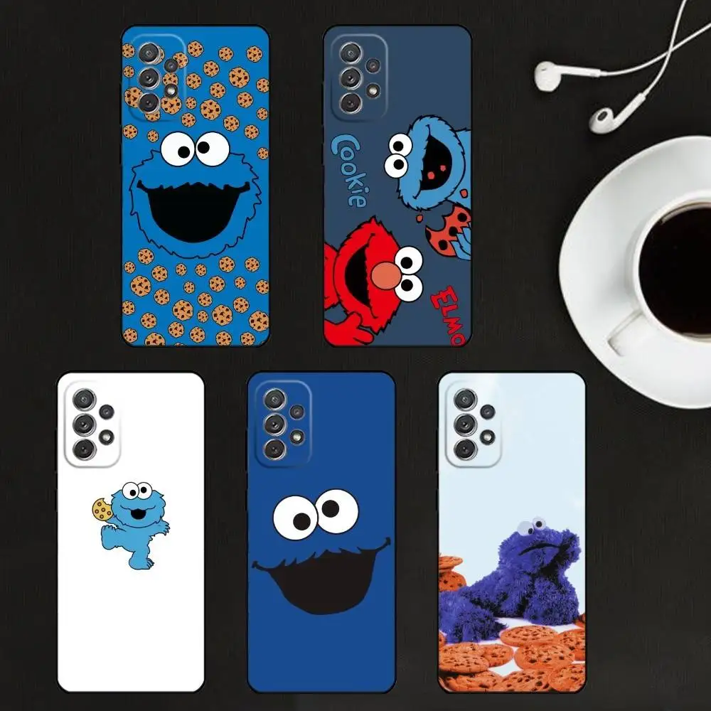 Funda de teléfono divertida con icono de agarre c-cookie m-monster para Samsung S25, S24, S21, S22, S23, S30, Ultra, S20, Plus, carcasa negra suave