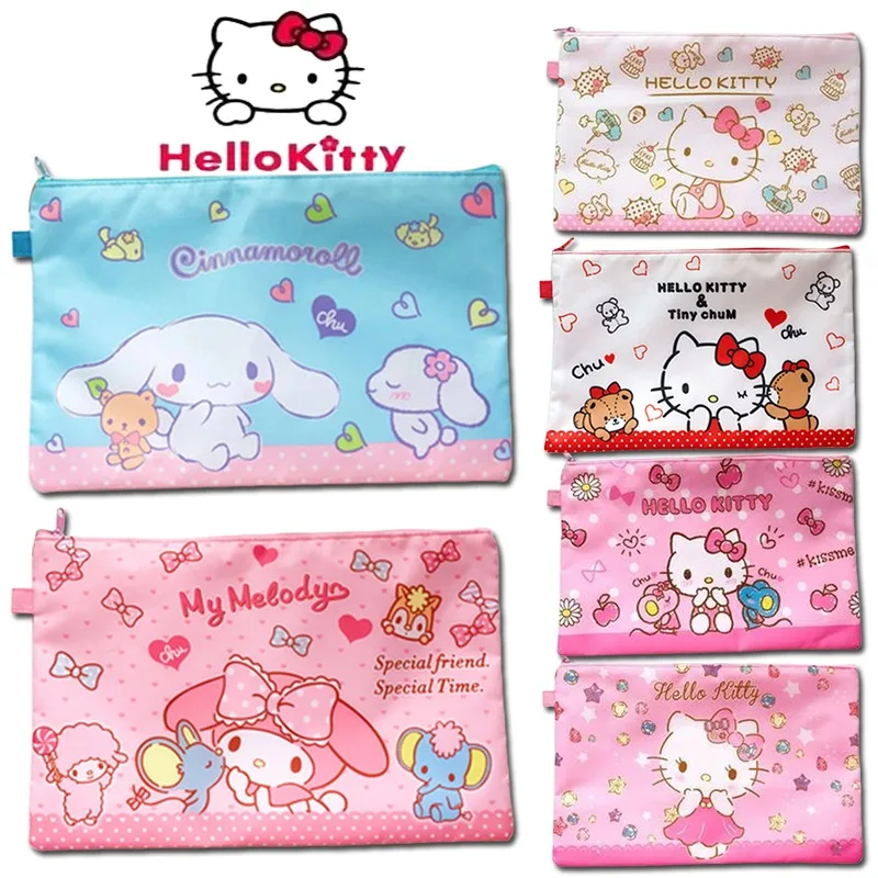 New Sanrio Hello Kitty A4 File Folder Stationery File Book Test Paper Storage Large Capacity Bag School Office Supplies Folder