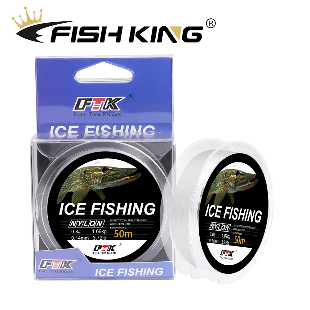 FISH KING Winter Fishing Line 50M 0.14-0.35mm 3.72-21.34LB Super Strong Monofilament Japan Nylon Ice Fishing