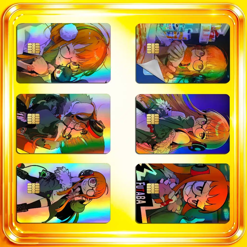For Persona 5 Joker Futaba Sakura Credit Bank Sticker ID Access Card Cover Skin Rainbow Color Laser Stickers Film