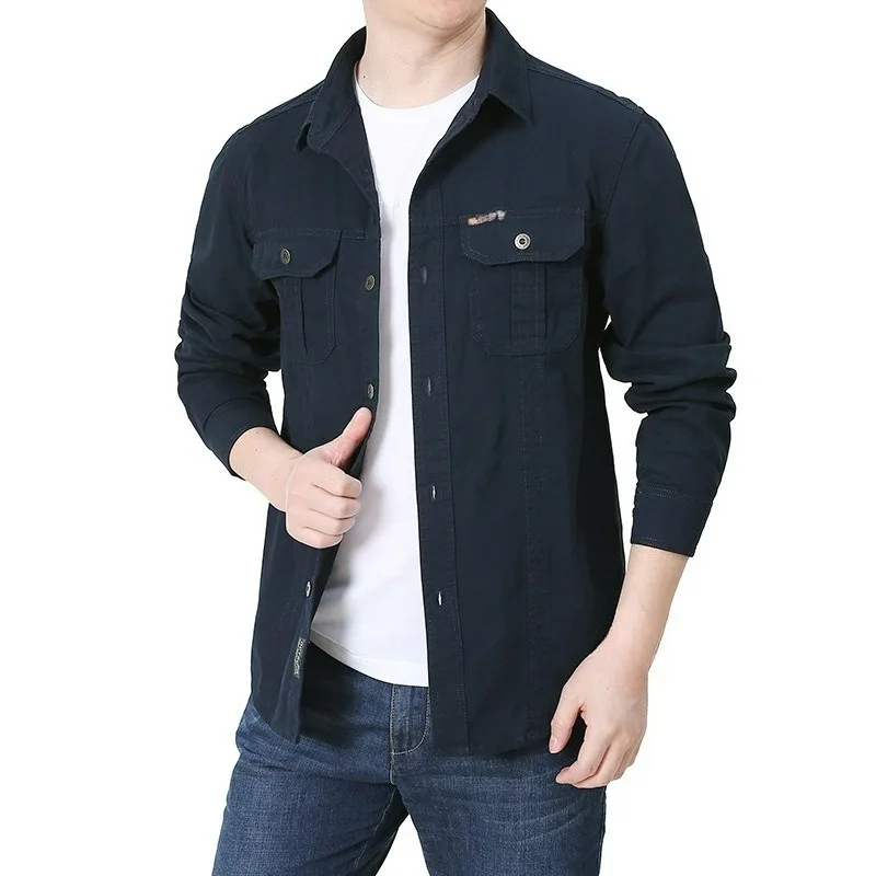 

Spring and Autumn Men's Casual Shirt Breathable Loose Fashion Outdoor Mountaineering Hiking Camping Fishing Men's Cycling Coat