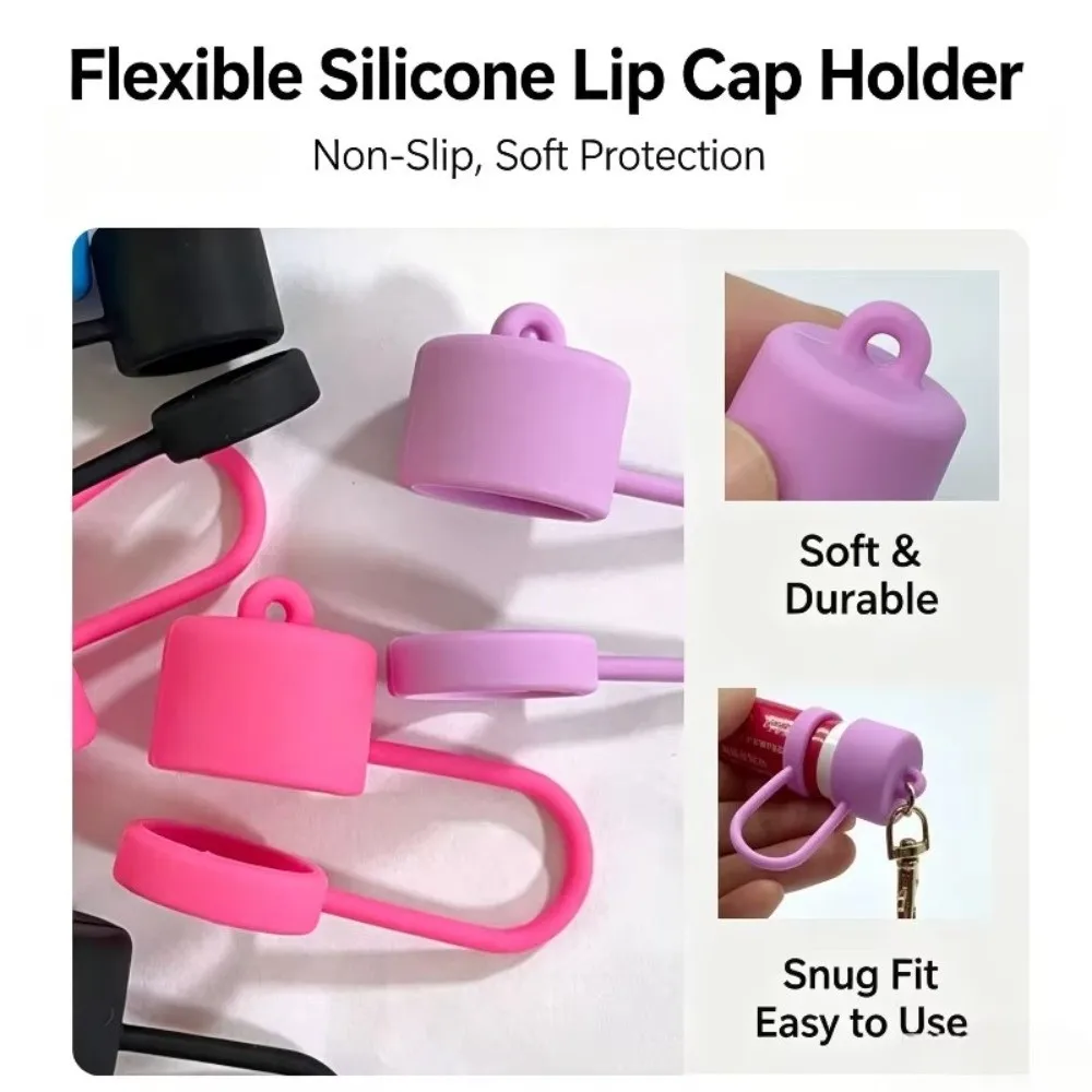 Non-Slip Silicone Lip Balm Holder Waterproof Design Silicone Material Lipstick Storage Keychain Bag Charm Attachment